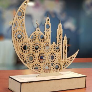 Intra απο ξύλο plywood 3mm-4mm πάχος – Στολίδι επιτραπέζιου στολισμού Ramadan Eid Mubarak 3mm Moon Mosque Stand File 20x20 cm INTRAVECTRY-MY554593 - Image 1