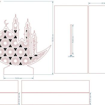 Intra απο ξύλο plywood 3mm-4mm πάχος – Στολίδι επιτραπέζιου στολισμού Ramadan Eid Mubarak 3mm Moon Mosque Stand File 20x20 cm INTRAVECTRY-MY554593 - Image 2