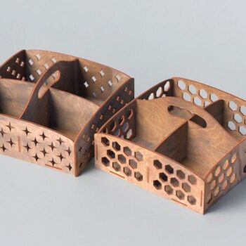 Intra απο ξύλο plywood 3mm-4mm πάχος – Δίσκος σερβιρίσματος 4 διαμερισμάτων με ξύλο λαβής 40x45 cm INTRAVECTRY-MY545017 - Image 2