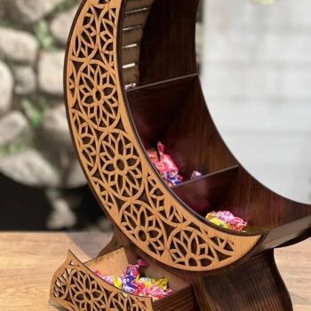 Intra απο ξύλο plywood 3mm-4mm πάχος – Ραμαζάνι Eid Crescent Moon Plate Σερβίρισμα φαγητού σερβίτσιο Επιδόρπιο Δίσκος σερβιρίσματος Ramadan File Moon 20x25 cm INTRAVECTRY-MY543677 - Image 1