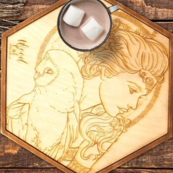 Intra απο ξύλο plywood 3mm-4mm πάχος – Ξύλινο εγχάρακτο εξάγωνο δίσκο 20x25 cm INTRAVECTRY-MY554805 - Image 1