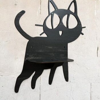 Intra απο ξύλο plywood 3mm-4mm πάχος – Ξύλινο ράφι τοίχου σε σχήμα γάτας 30x30 cm INTRAVECTRY-MY546399 - Image 2