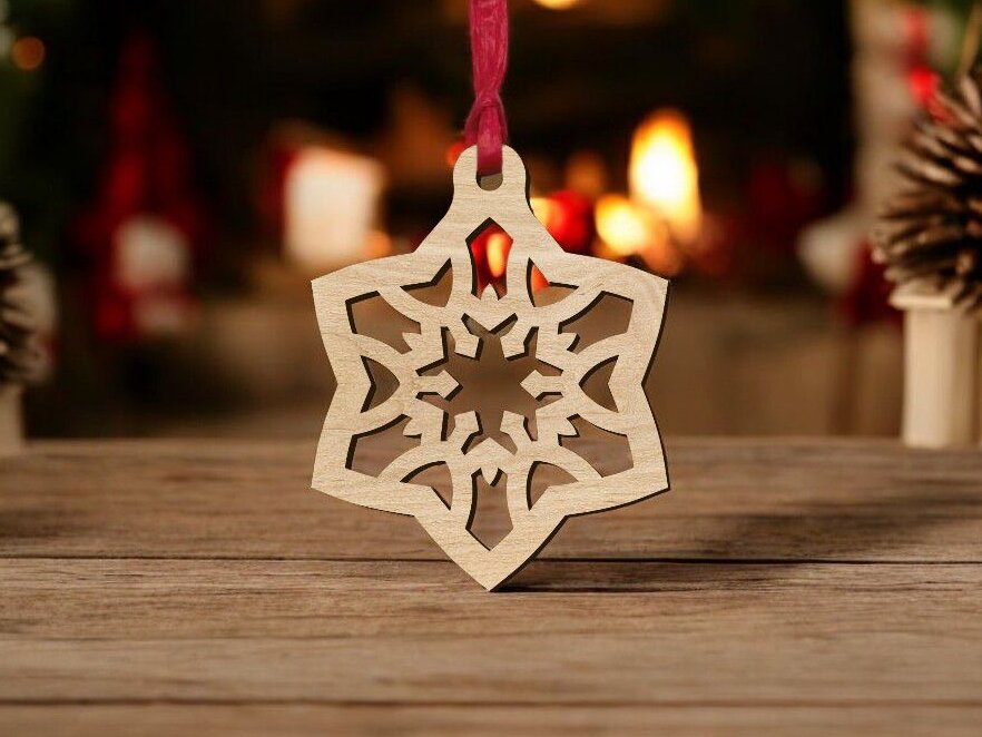 Intra απο ξύλο plywood 3mm-4mm πάχος – Χριστουγεννιάτικο στολίδι με ξύλινη νιφάδα χιονιού 35x40 cm INTRAVECTRY-MY546808