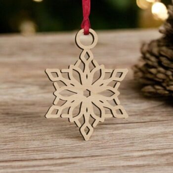 Intra απο ξύλο plywood 3mm-4mm πάχος – Κρεμαστό στολίδι νιφάδας χιονιού 20x20 cm INTRAVECTRY-MY546904 - Image 1