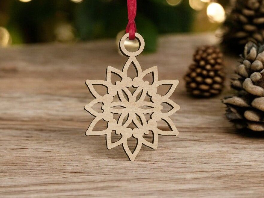 Intra απο ξύλο plywood 3mm-4mm πάχος – Χειμερινό στολίδι με νιφάδα χιονιού 20x25 cm INTRAVECTRY-MY546906