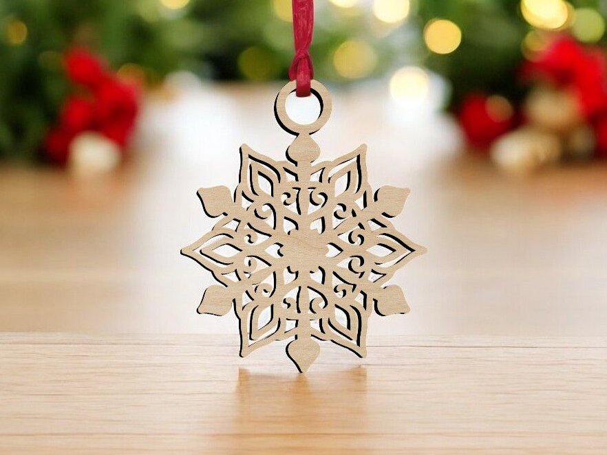 Intra απο ξύλο plywood 3mm-4mm πάχος – Στολίδι χριστουγεννιάτικου δέντρου με νιφάδα χιονιού 25x30 cm INTRAVECTRY-MY546907