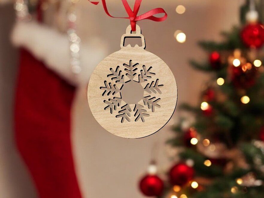 Intra απο ξύλο plywood 3mm-4mm πάχος – Στολίδι χριστουγεννιάτικου δέντρου με νιφάδα χιονιού 40x45 cm INTRAVECTRY-MY547145