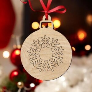 Intra απο ξύλο plywood 3mm-4mm πάχος – Μπιχλιμπίδι με χαραγμένο στολίδι με νιφάδα χιονιού 25x30 cm INTRAVECTRY-MY550327