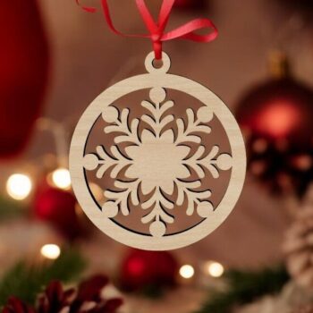 Intra απο ξύλο plywood 3mm-4mm πάχος – Χριστουγεννιάτικη μπάλα με νιφάδα χιονιού 20x20 cm INTRAVECTRY-MY545729 - Image 2