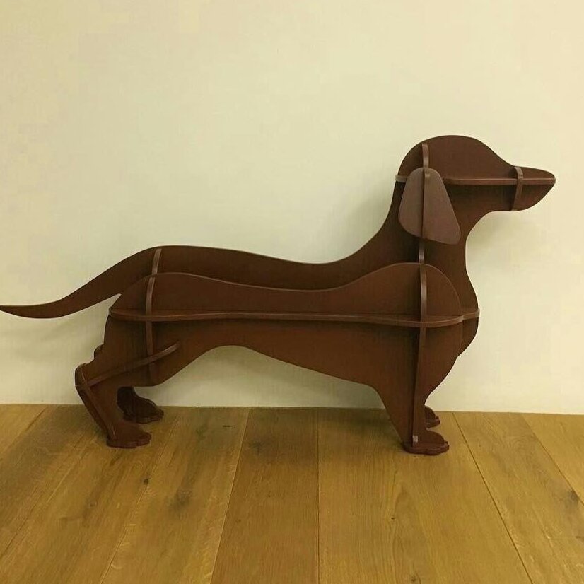 Intra απο ξύλο plywood 3mm-4mm πάχος – Βιβλιοθήκη Dachshund Dog Ράφι αποθήκευσης ραφιού σε σχήμα ζώου 40x45 cm INTRAVECTRY-MY547579