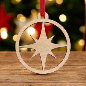 Intra απο ξύλο plywood 3mm-4mm πάχος – Χριστουγεννιάτικο μπιχλιμπίδι αστέρι πυξίδας 10x10 cm INTRAVECTRY-MY549342