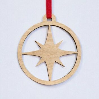 Intra απο ξύλο plywood 3mm-4mm πάχος – Χριστουγεννιάτικο μπιχλιμπίδι αστέρι πυξίδας 10x10 cm INTRAVECTRY-MY549342 - Image 2