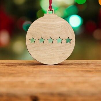 Intra απο ξύλο plywood 3mm-4mm πάχος – Μπιχλιμπίδι Χριστουγεννιάτικου Δέντρου Πέντε Αστέρων 35x40 cm INTRAVECTRY-MY548922 - Image 1