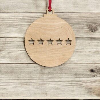 Intra απο ξύλο plywood 3mm-4mm πάχος – Μπιχλιμπίδι Χριστουγεννιάτικου Δέντρου Πέντε Αστέρων 35x40 cm INTRAVECTRY-MY548922 - Image 2