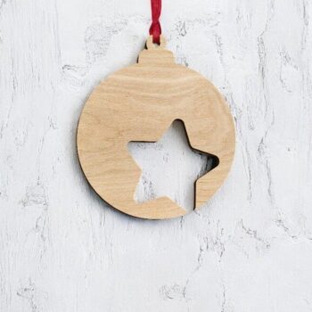 Intra απο ξύλο plywood 3mm-4mm πάχος – Κρεμαστό χριστουγεννιάτικο δέντρο με αστέρι 25x25 cm INTRAVECTRY-MY546644 - Image 2