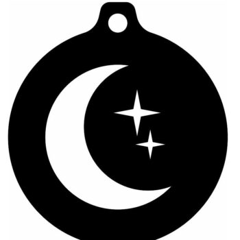 Intra απο ξύλο plywood 3mm-4mm πάχος – Φεγγάρι και αστέρια Χριστουγεννιάτικο μπιχλιμπίδι 15x15 cm INTRAVECTRY-MY549001 - Image 3