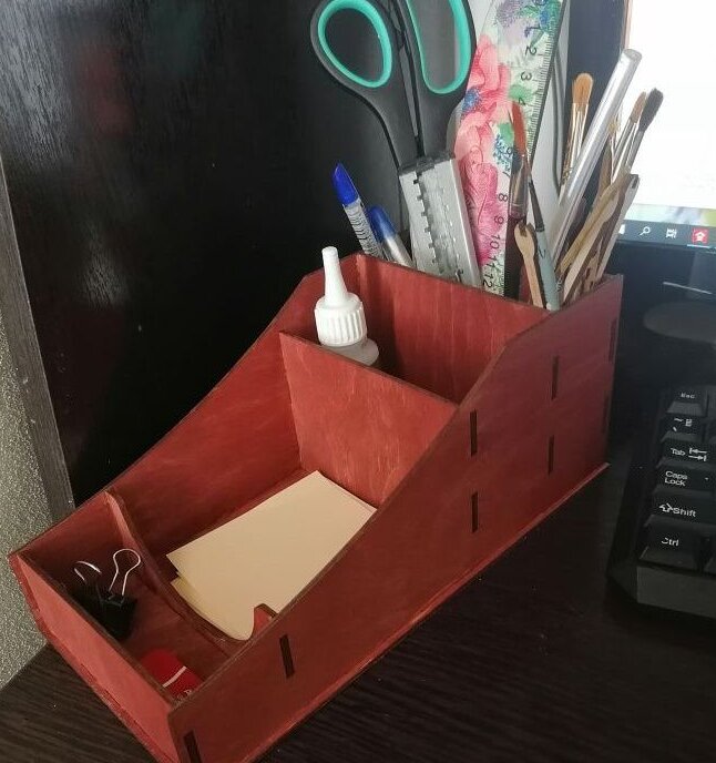 Intra απο ξύλο plywood 3mm-4mm πάχος – Ορθογώνια βάση οργάνωσης γραφείου 4 τμημάτων 20x25 cm INTRAVECTRY-MY551224