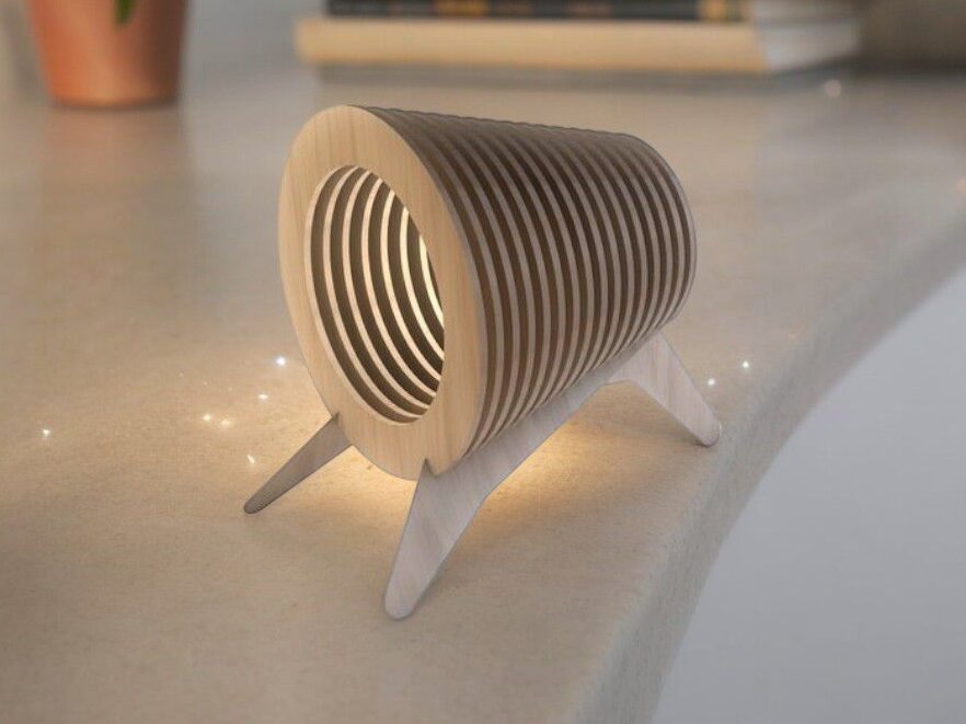 Intra απο ξύλο plywood 3mm-4mm πάχος – Στρώση στρογγυλό επιτραπέζιο φωτιστικό 15x20 cm INTRAVECTRY-MY557871