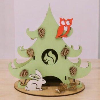 Intra απο ξύλο plywood 3mm-4mm πάχος – Θήκη για φακελάκι τσαγιού σε σχήμα πεύκου 10x10 cm INTRAVECTRY-MY543950 - Image 1