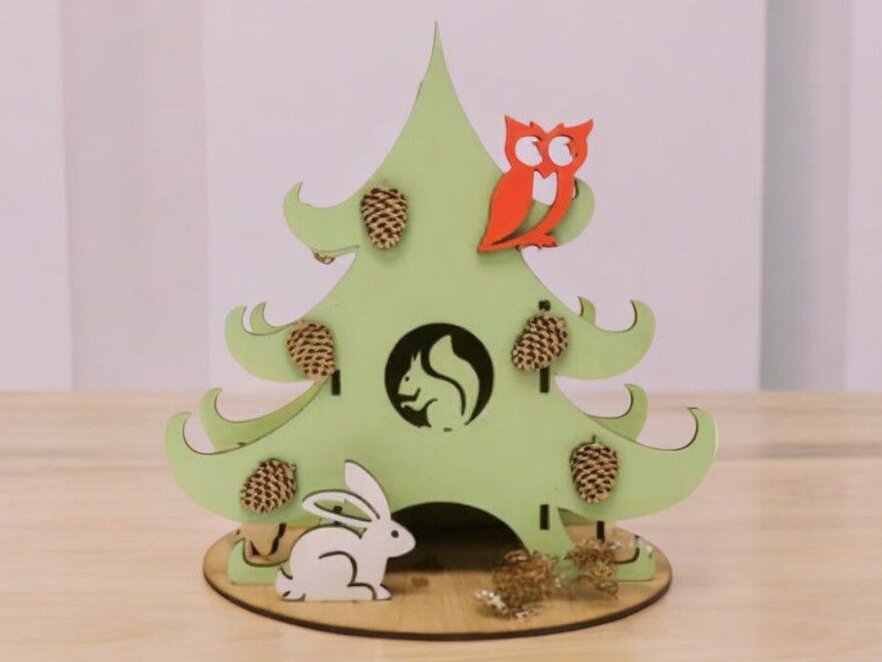 Intra απο ξύλο plywood 3mm-4mm πάχος – Θήκη για φακελάκι τσαγιού σε σχήμα πεύκου 25x25 cm INTRAVECTRY-MY557772