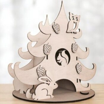 Intra απο ξύλο plywood 3mm-4mm πάχος – Θήκη για φακελάκι τσαγιού σε σχήμα πεύκου 10x10 cm INTRAVECTRY-MY543950 - Image 2