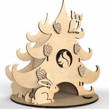 Intra απο ξύλο plywood 3mm-4mm πάχος – Θήκη για φακελάκι τσαγιού σε σχήμα πεύκου 10x10 cm INTRAVECTRY-MY543950 - Image 3