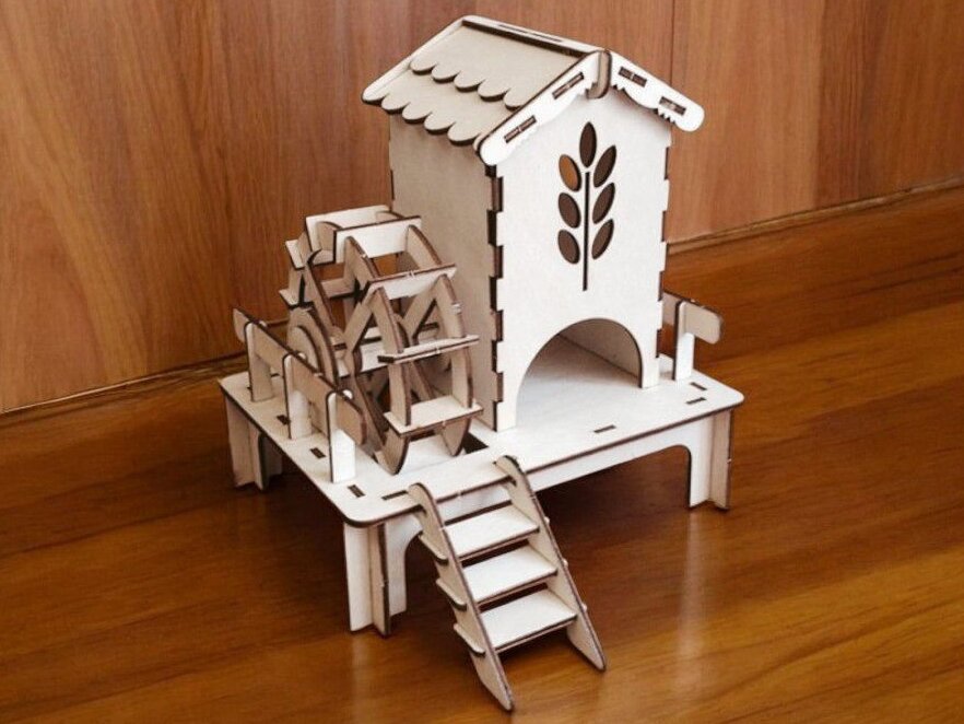 Intra απο ξύλο plywood 3mm-4mm πάχος – Δοχείο τσαγιού καμπίνας Waterwheel 15x15 cm INTRAVECTRY-MY547046