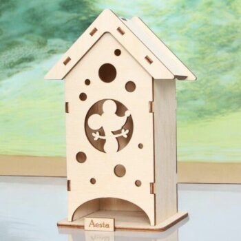 Intra απο ξύλο plywood 3mm-4mm πάχος – Θέμα ποντικιού Tea Bag House 10x10 cm INTRAVECTRY-MY544559 - Image 2