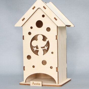 Intra απο ξύλο plywood 3mm-4mm πάχος – Θέμα ποντικιού Tea Bag House 10x10 cm INTRAVECTRY-MY544559 - Image 3