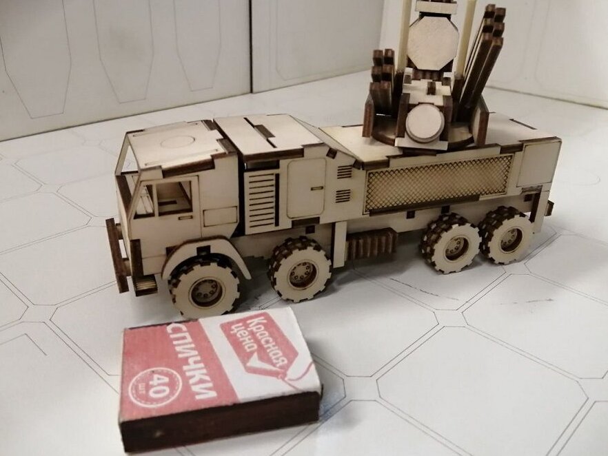 Intra απο ξύλο plywood 3mm-4mm πάχος – Ρωσικό σύστημα πυραύλων Pantsir τρισδιάστατο μοντέλο ξύλου 40x40 cm INTRAVECTRY-MY547018