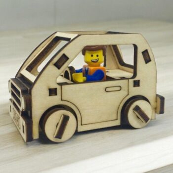 Intra απο ξύλο plywood 3mm-4mm πάχος – Παιχνίδι 3D Ξύλινου Μοντέλου Lego Smart Car 10x10 cm INTRAVECTRY-MY544027 - Image 1