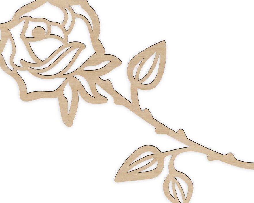 Intra απο ξύλο plywood 3mm-4mm πάχος – ξύλο Ξύλινο Τριαντάφυλλο με Φύλλα Χειροτεχνίας 35x40 cm INTRAVECTRY-MY543954