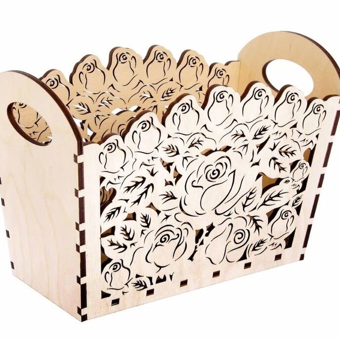 Intra απο ξύλο plywood 3mm-4mm πάχος – Καλάθι λουλουδιών από κόντρα πλακέ με λίμα με λαβές 40x45 cm INTRAVECTRY-MY545192