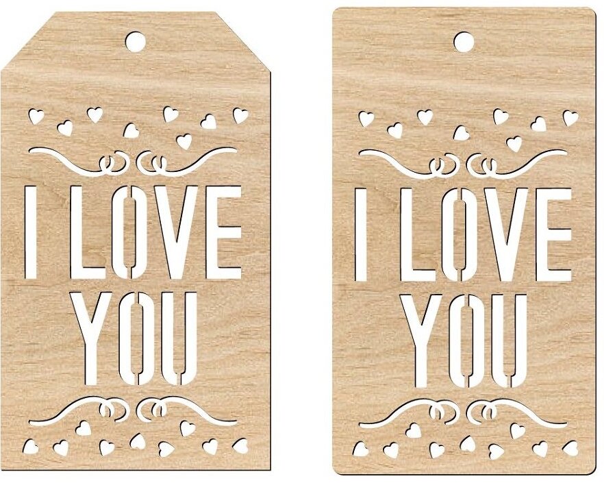 Intra απο ξύλο plywood 3mm-4mm πάχος – Ξύλινο ξύλο ετικετών δώρου I Love You 25x25 cm INTRAVECTRY-MY543971
