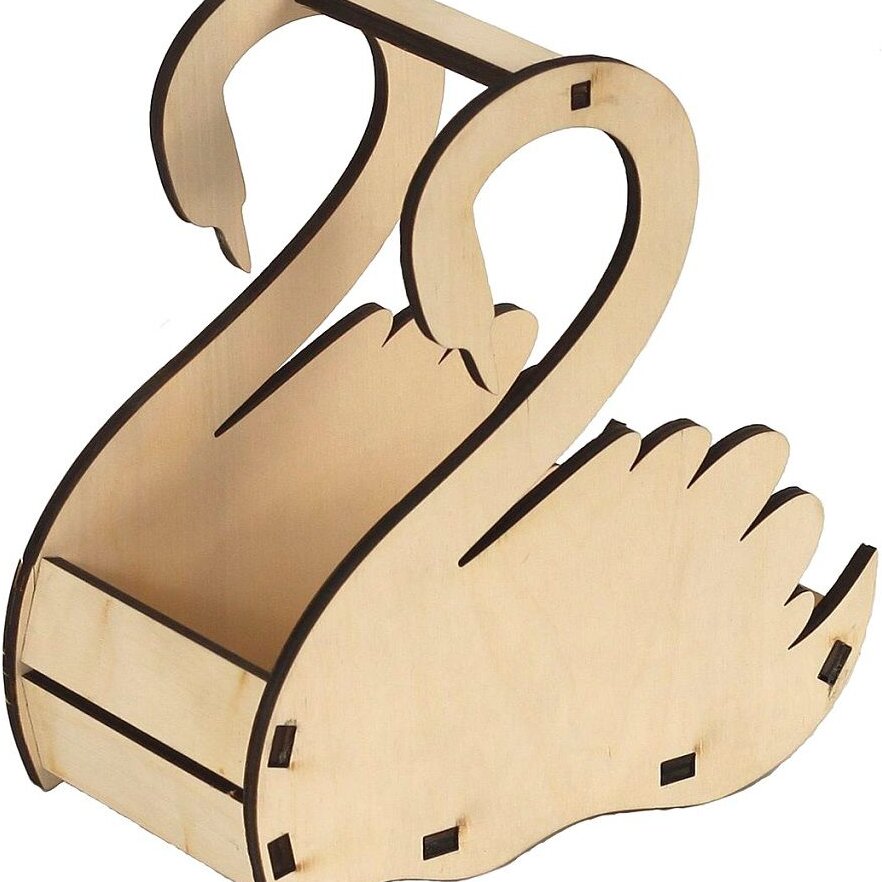 Intra απο ξύλο plywood 3mm-4mm πάχος – ξύλο δώρου για την Ημέρα του Αγίου Βαλεντίνου με καλάθι λουλουδιών κύκνων 35x40 cm INTRAVECTRY-MY543975