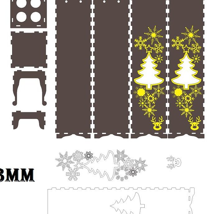 Intra απο ξύλο plywood 3mm-4mm πάχος – ξύλο δώρου Χριστουγεννιάτικου μπουκαλιού κρασιού 25x25 cm INTRAVECTRY-MY558869