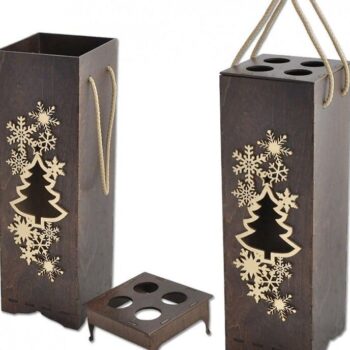 Intra απο ξύλο plywood 3mm-4mm πάχος – ξύλο δώρου Χριστουγεννιάτικου μπουκαλιού κρασιού 25x25 cm INTRAVECTRY-MY558869 - Image 2