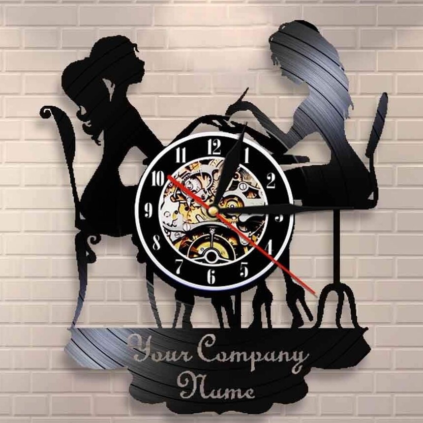 Intra απο ξύλο plywood 3mm-4mm πάχος – Προσαρμοσμένη λίμα ρολογιού τοίχου δίσκου Vinyl Nail Salon 30x35 cm INTRAVECTRY-MY544065