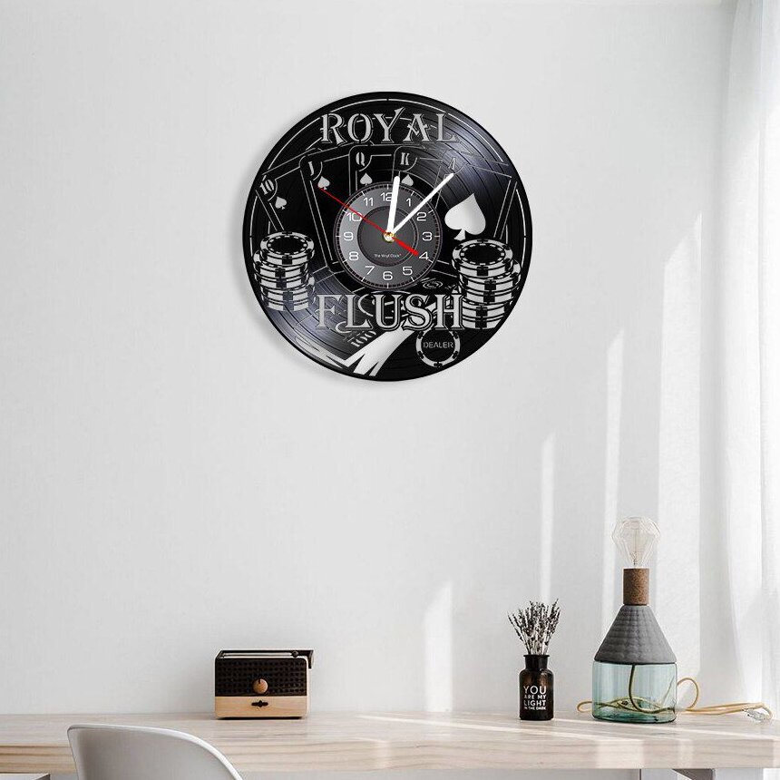 Intra απο ξύλο plywood 3mm-4mm πάχος – ξύλο ρολογιού τοίχου με δίσκους βινυλίου Poker Royal Flush 40x40 cm INTRAVECTRY-MY544066