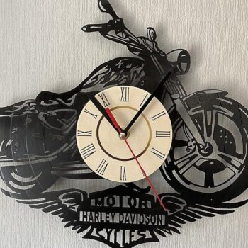Intra απο ξύλο plywood 3mm-4mm πάχος – Ρολόι τοίχου μοτοσικλέτας Harley Davidson 20x25 cm INTRAVECTRY-MY544099 - Image 2
