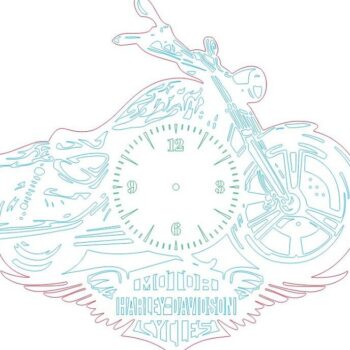 Intra απο ξύλο plywood 3mm-4mm πάχος – Ρολόι τοίχου μοτοσικλέτας Harley Davidson 20x25 cm INTRAVECTRY-MY544099 - Image 4