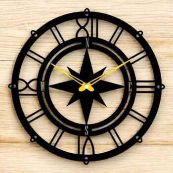 Intra απο ξύλο plywood 3mm-4mm πάχος – Ρολόι τοίχου πυξίδα 40x45 cm INTRAVECTRY-MY544107 - Image 1