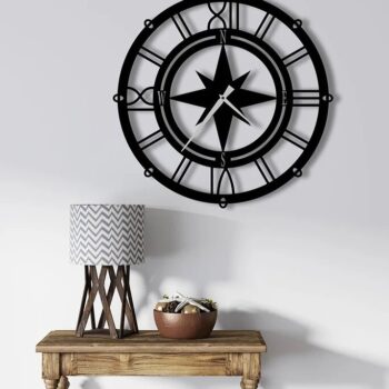 Intra απο ξύλο plywood 3mm-4mm πάχος – Ρολόι τοίχου πυξίδα 40x45 cm INTRAVECTRY-MY544107 - Image 2