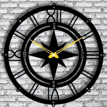 Intra απο ξύλο plywood 3mm-4mm πάχος – Ρολόι τοίχου πυξίδα 40x45 cm INTRAVECTRY-MY544107 - Image 3