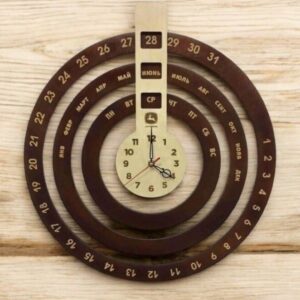 Intra απο ξύλο plywood 3mm-4mm πάχος – Διαρκές Ημερολόγιο Ρολόι 15x15 cm INTRAVECTRY-MY547162