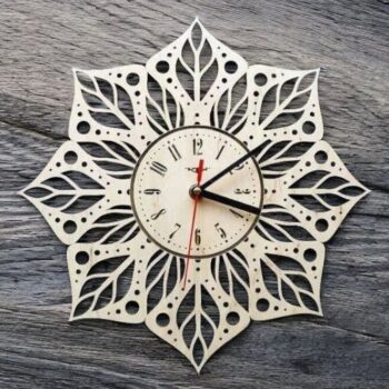 Intra απο ξύλο plywood 3mm-4mm πάχος – Ρολόι τοίχου Mandala Flower Lotus 45x50 cm INTRAVECTRY-MY553791 - Image 1