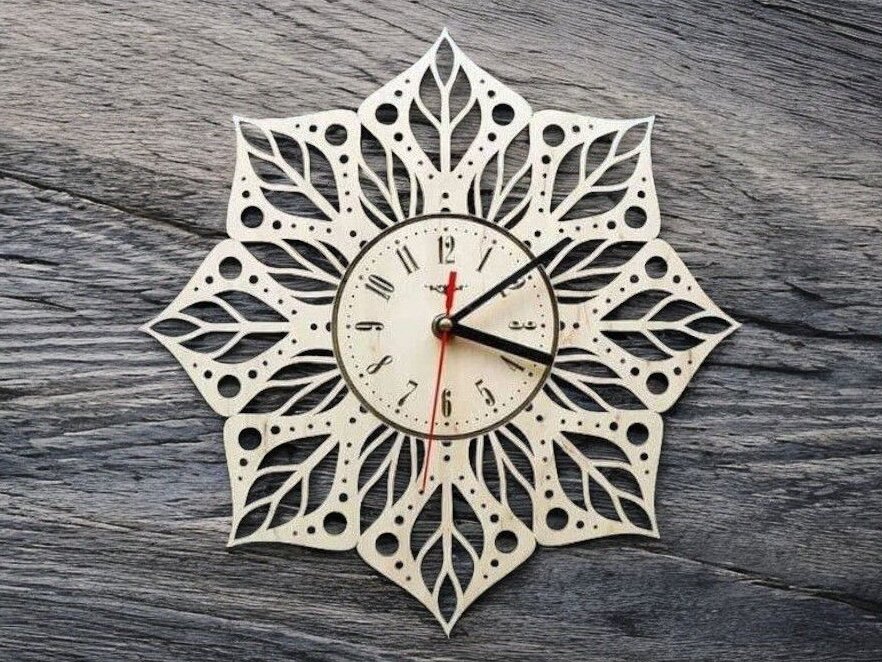 Intra απο ξύλο plywood 3mm-4mm πάχος – Ρολόι τοίχου Mandala Flower Lotus 35x40 cm INTRAVECTRY-MY557089