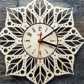 Intra απο ξύλο plywood 3mm-4mm πάχος – Ρολόι τοίχου Mandala Flower Lotus 45x50 cm INTRAVECTRY-MY553791 - Image 2