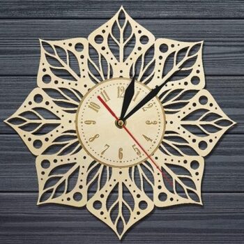 Intra απο ξύλο plywood 3mm-4mm πάχος – Ρολόι τοίχου Mandala Flower Lotus 45x50 cm INTRAVECTRY-MY553791 - Image 3