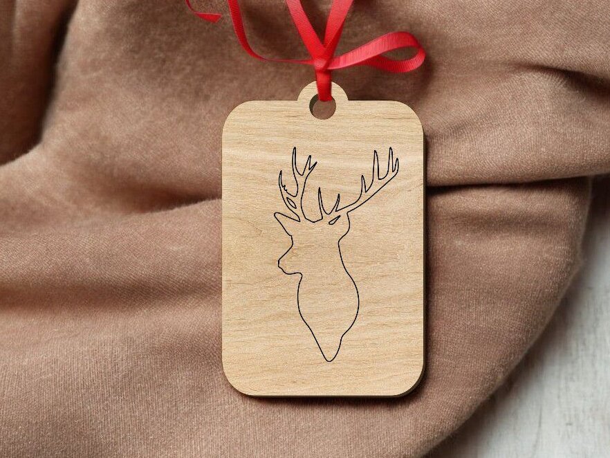 Intra απο ξύλο plywood 3mm-4mm πάχος – Χριστουγεννιάτικο στολίδι με χαραγμένο κεφάλι ταράνδου 40x40 cm INTRAVECTRY-MY544177